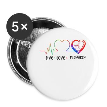 Infirmière Sage-Femme Accoucheuse En Direct - Lot de 5 grands badges (56 mm) - blanc - Devant