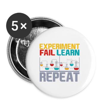 Experiment Fail Learn Repeat 4 - Buttons large 2.2''/56 mm (5-pack) - white - Front