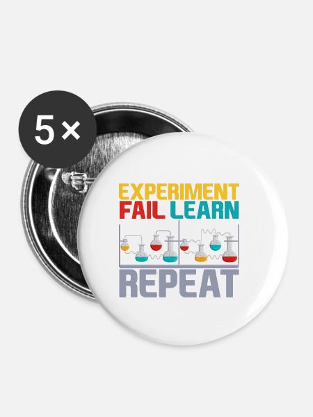 Experiment Fail Learn Repeat 4 - Buttons groß 56 mm (5er Pack) - Weiß