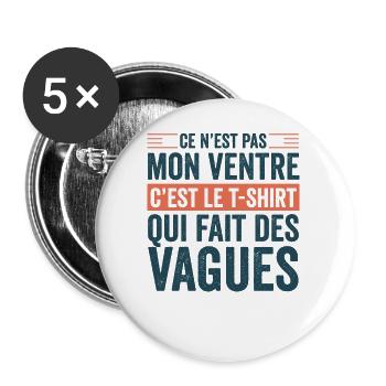 C'est Le T-shirt Fait Des Vagues Homme - Lot de 5 grands badges (56 mm) - blanc - Devant