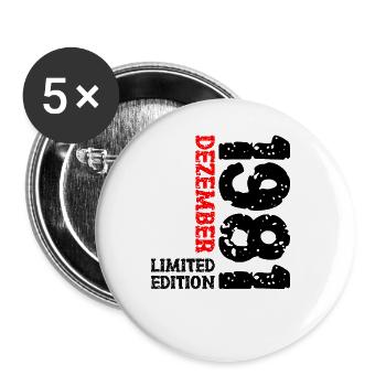 1981 Dezember Limited Edition 42. Geburtstag Deko - Buttons groß 56 mm (5er Pack) - Weiß - Vorne