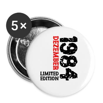 1984 Dezember Limited Edition 39. Geburtstag Deko - Buttons groß 56 mm (5er Pack) - Weiß - Vorne