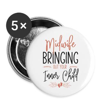 Nurse Midwife Birth Worker Pun - Buttons large 2.2''/56 mm (5-pack) - white - Front