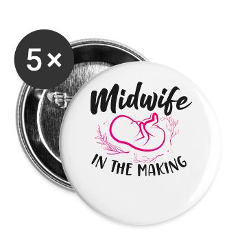 Infirmière Sage-femme Accoucheuse Étudiante - Lot de 5 grands badges (56 mm) - blanc - Devant