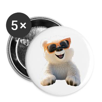 Polar Bear with Sunglasses Bears Love Cute Polar Bears - Buttons large 2.2''/56 mm (5-pack) - white - Front