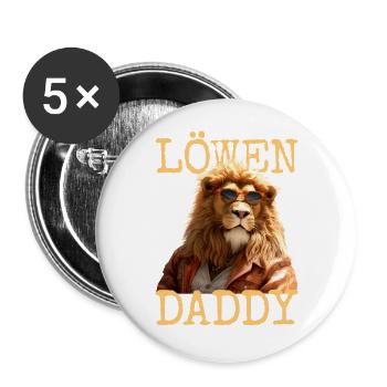 Lion Papa Papa Papa Fête des Pères Père Sauvage Lion - Lot de 5 grands badges (56 mm) - blanc - Devant