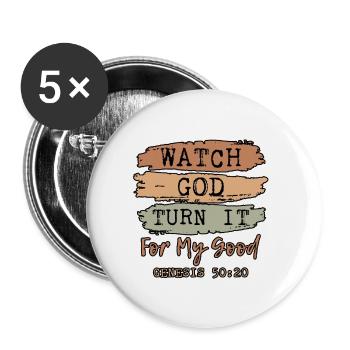 Regardez Dieu le tourner pour mon bien 4 - Lot de 5 grands badges (56 mm) - blanc - Devant