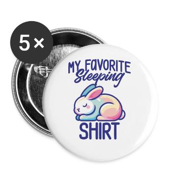 Bunny Sleep Humor Gift Pajamas Lazy - Buttons large 2.2''/56 mm (5-pack) - white - Front