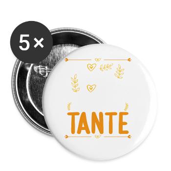 Ich komme total nach meiner Tante Nichte Neffe - Buttons groß 56 mm (5er Pack) - Weiß - Vorne