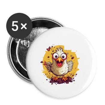 Huhn Hühner Hühnerbesitzer Verrücktes Huhn - Buttons groß 56 mm (5er Pack) - Weiß - Vorne