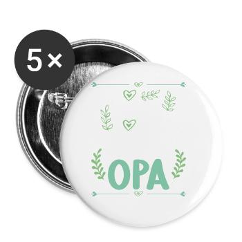 Ich komme total nach meinem Opa Enkelin Enkel - Buttons groß 56 mm (5er Pack) - Weiß - Vorne