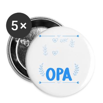 Ich komme total nach meinem Opa Enkelin Enkel - Buttons groß 56 mm (5er Pack) - Weiß - Vorne