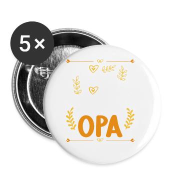 Ich komme total nach meinem Opa Enkelin Enkel - Buttons groß 56 mm (5er Pack) - Weiß - Vorne