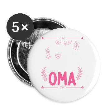 Ich komme total nach meiner Oma Enkelin Enkel - Buttons groß 56 mm (5er Pack) - Weiß - Vorne