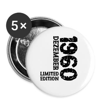 1960 Dezember Limited Edition 63. Geburtstag Deko - Buttons groß 56 mm (5er Pack) - Weiß - Vorne