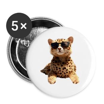 Lunettes de soleil guépard Chats guépard Mignon guépard - Lot de 5 grands badges (56 mm) - blanc - Devant