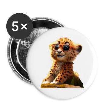 Lunettes de soleil guépard Chats guépard Mignon guépard - Lot de 5 grands badges (56 mm) - blanc - Devant