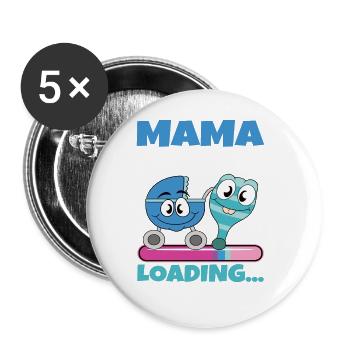 Mama 2024 werdende Mutter Schwangerschaft - Buttons groß 56 mm (5er Pack) - Weiß - Vorne