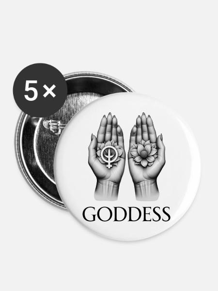 GÖTTIN (Untertitel) #019 - Buttons groß 56 mm (5er Pack) - Weiß