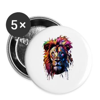 Lion arc-en-ciel - Lot de 5 grands badges (56 mm) - blanc - Devant