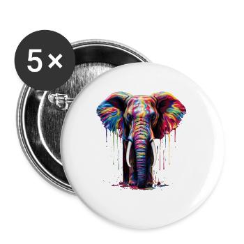 Éléphant arc-en-ciel - Lot de 5 grands badges (56 mm) - blanc - Devant