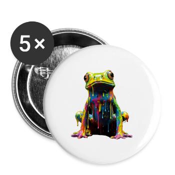 Grenouille arc-en-ciel - Lot de 5 grands badges (56 mm) - blanc - Devant