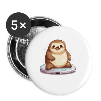 Hab mich gewogen bin zu klein Faultier - Buttons groß 56 mm (5er Pack) - Weiß - Vorne