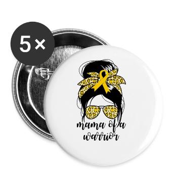 Mama eines Kriegerkrebskrebsbewusstseins - Buttons groß 56 mm (5er Pack) - Weiß - Vorne