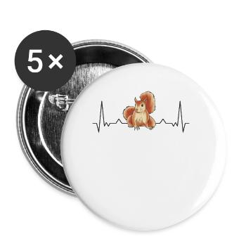 Squirrel Heartbeat - Buttons large 2.2''/56 mm (5-pack) - white - Front
