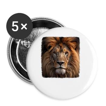 Löwen realistic Löwe - Buttons groß 56 mm (5er Pack) - Weiß - Vorne