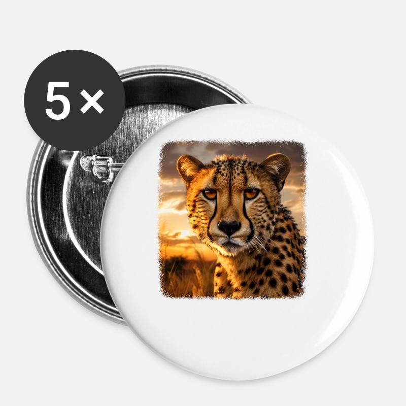 Cheetah realistic Cheetah - Buttons large 2.2''/56 mm (5-pack) - white