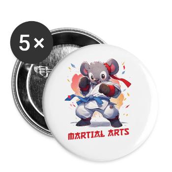 Funny Koala Martial Arts MMA Kawaii Martial Arts - Buttons large 2.2''/56 mm (5-pack) - white - Front