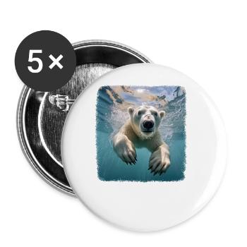 Polar Bear Realistic Polar Bear - Buttons large 2.2''/56 mm (5-pack) - white - Front