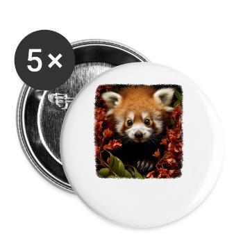 Rote Pandas realistic Roter Panda - Buttons groß 56 mm (5er Pack) - Weiß - Vorne
