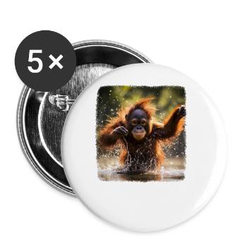 Orangs-outans réalistes Orangs-outans - Lot de 5 grands badges (56 mm) - blanc - Devant