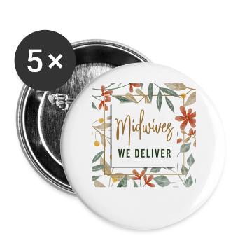 Nurse Midwife Birth Worker Flower - Buttons large 2.2''/56 mm (5-pack) - white - Front