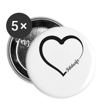 Nurse Midwife Birth Worker Heart - Buttons large 2.2''/56 mm (5-pack) - white - Front