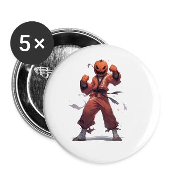 Halloween Pumpkin Fighter Martial Arts MMA Kawaii - Buttons large 2.2''/56 mm (5-pack) - white - Front