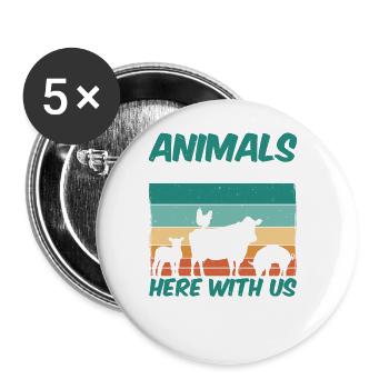 Les animaux sont ici avec nous, pas pour nous - Lot de 5 grands badges (56 mm) - blanc - Devant