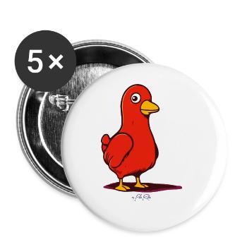 Der verdächtige Cartoon Vogel - Buttons groß 56 mm (5er Pack) - Weiß - Vorne