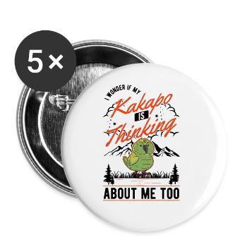 Kakapo New Zealand Parrot - Buttons large 2.2''/56 mm (5-pack) - white - Front