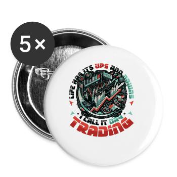 Stock Market Trading Chart - Funny Day Trader - Buttons large 2.2''/56 mm (5-pack) - white - Front