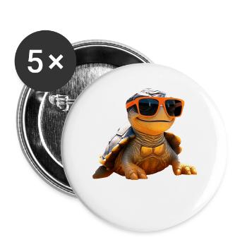 Turtle Reptile Fans Love Cute Turtles - Buttons large 2.2''/56 mm (5-pack) - white - Front