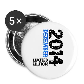 2014 Dezember Limited Edition 9. Geburtstag Deko - Buttons groß 56 mm (5er Pack) - Weiß - Vorne