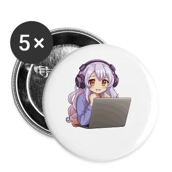 Kawaii Girl Anime et amateur d’anime de jeux vidéo - Lot de 5 grands badges (56 mm) - blanc - Devant
