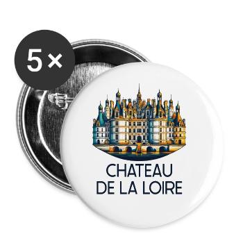 Majestätisches Château de la Loire Souvenir de France - Buttons groß 56 mm (5er Pack) - Weiß - Vorne