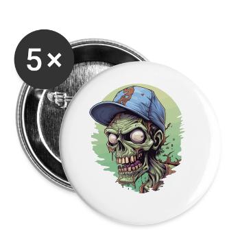 Halloween Spooky Horror Zombie Zombies - Buttons large 2.2''/56 mm (5-pack) - white - Front