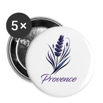 Lavendel aus der Provence - Französische Eleganz - Buttons groß 56 mm (5er Pack) - Weiß - Vorne