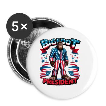 Bigfoot-Präsidentschaftskandidat - Amerikanische Flagge der USA - Buttons groß 56 mm (5er Pack) - Weiß - Vorne