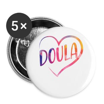 Doula Birth Worker Coeur - Lot de 5 grands badges (56 mm) - blanc - Devant